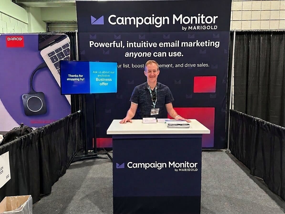 Robby Bryant working the Campaign Monitor by Marigold trade show booth